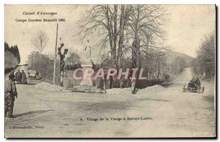 CPA Automobile Circuit d'Auvergne coupe gordon Bennett 1905 Virage de la Vierge a bourg Lastic 