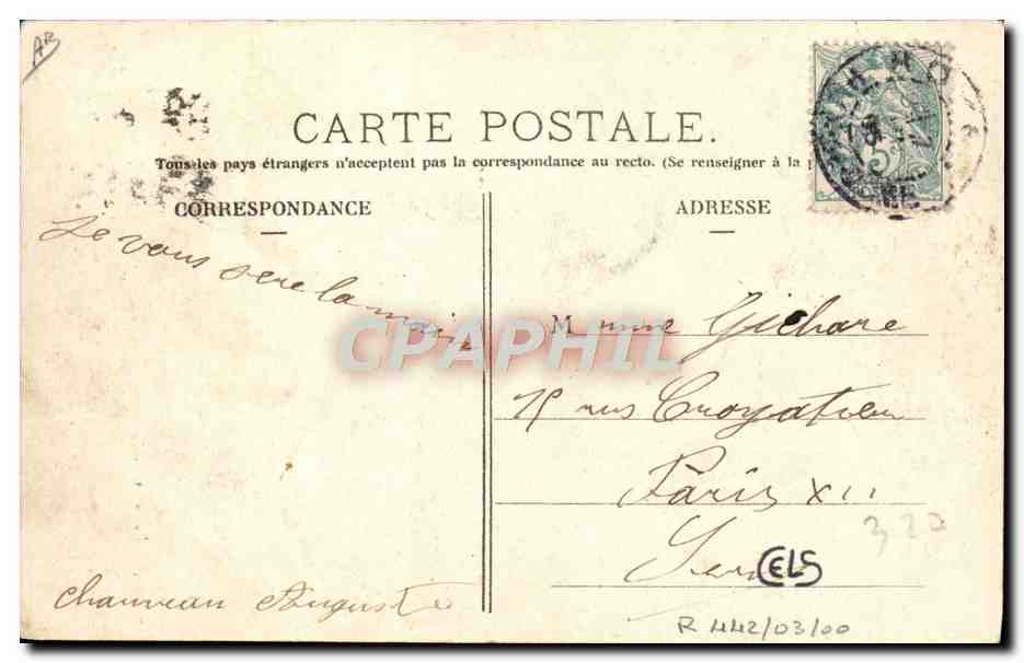 CPA Automobile Circuit d'Auvergne coupe gordon Bennett 1905 Virage de la Vierge a bourg Lastic  — Verso