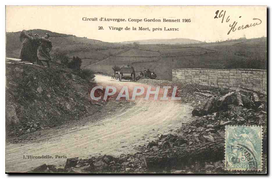 CPA Automobile Circuit d'Auvergne coupe gordon Bennett 1905 Virage de la mort pres Lastic 