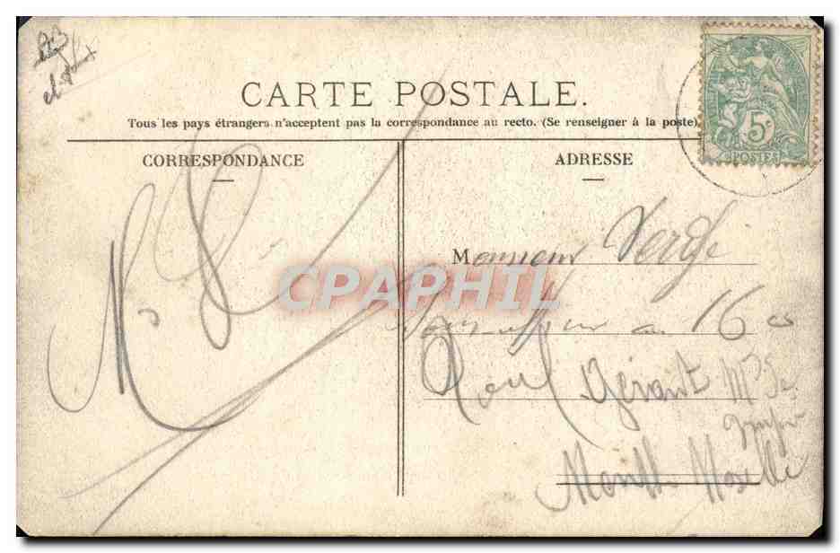 CPA Automobile Circuit d'Auvergne coupe gordon Bennett 1905 Premier tournant de Rochefort  — Verso