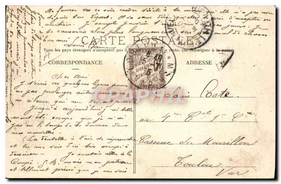 CPA Automobile Circuit d'Auvergne coupe gordon Bennett 1905 Tournant du gendarme  — Verso