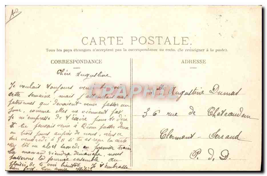 Circuito de Auvergne. Copa Gordon Bennett 1905 — Curva entre la Estación de Laqueuille y Ganoté — L'Hirondelle, París — Reverso