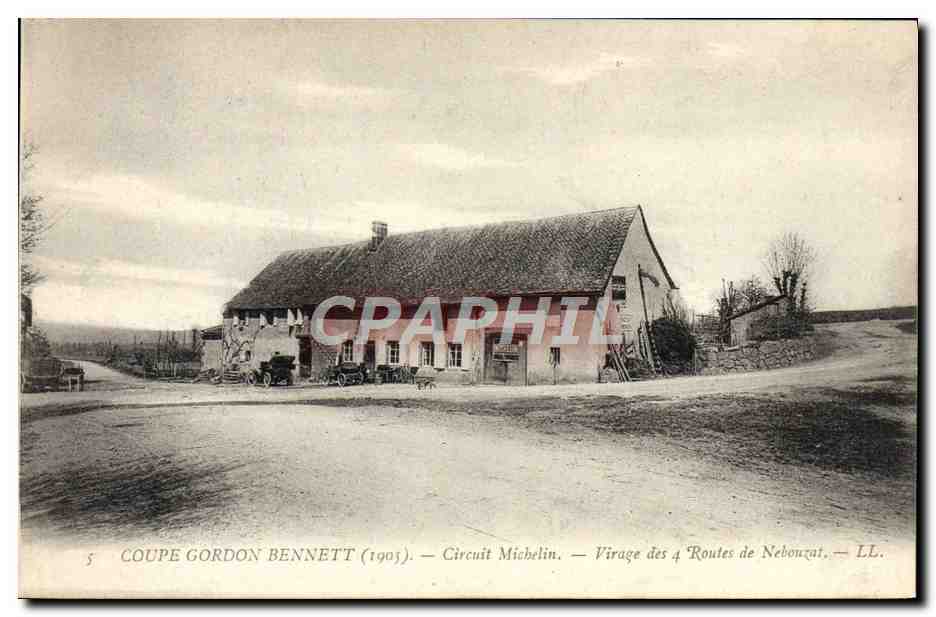 CPA Automobile Circuit d'Auvergne coupe gordon Bennett 1905 Circuit Michelin Virage des 4 routes de Nebouzat 