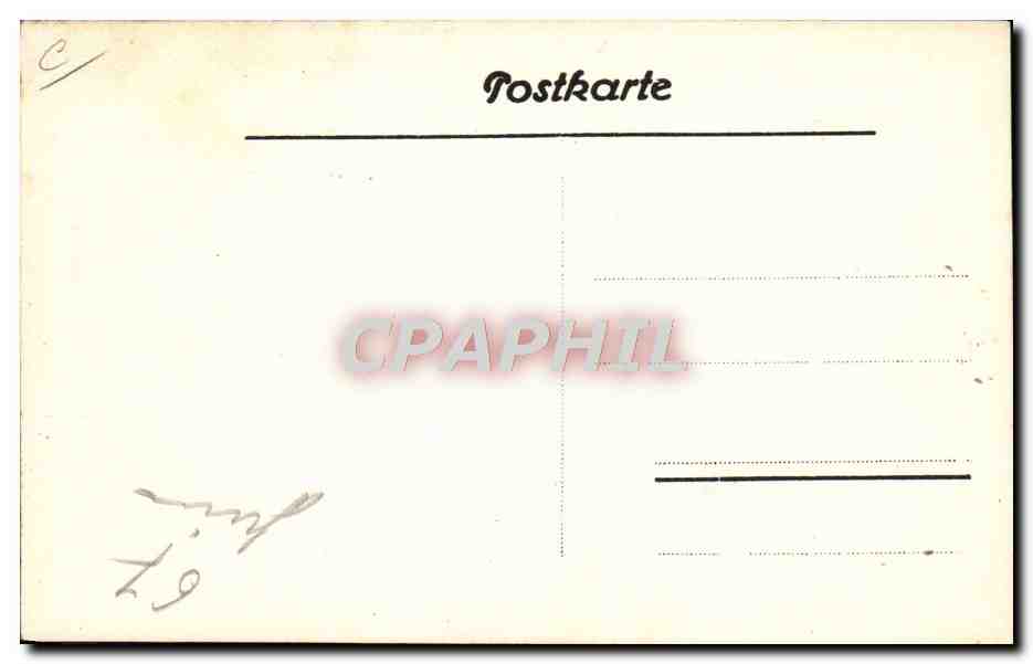 Automóvil antiguo — conductor y pasajera — editor desconocido, número de serie no visible — Reverso