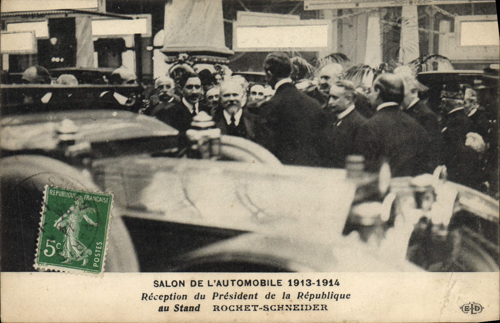 Recepción del Presidente de la República — Salón del Automóvil 1913-1914 — en el Stand Rochet-Schneider