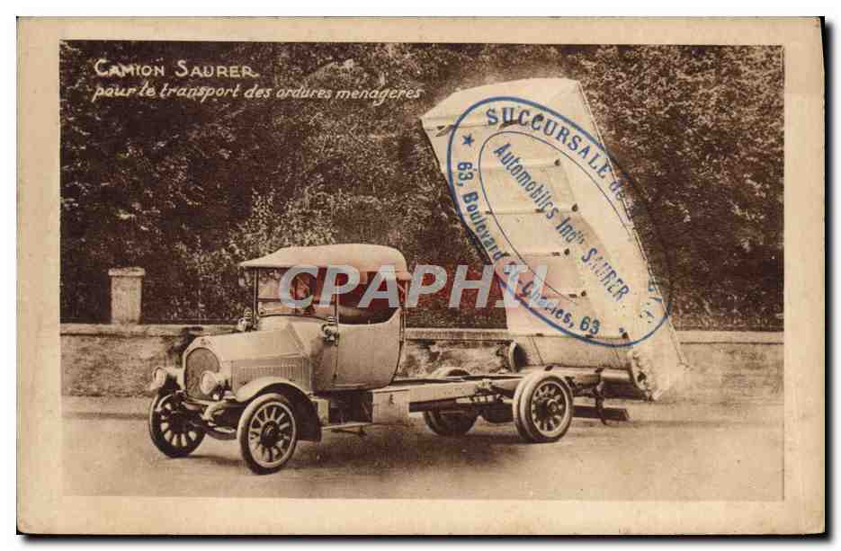 CPA Camion Saurer pour le transport des ordures menageres