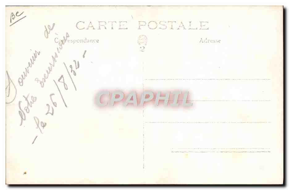 Groupe de personnes dans un véhicule public — Garage Alastares, Lourdes — éditeur CPAPHIL, n°2 — Verso
