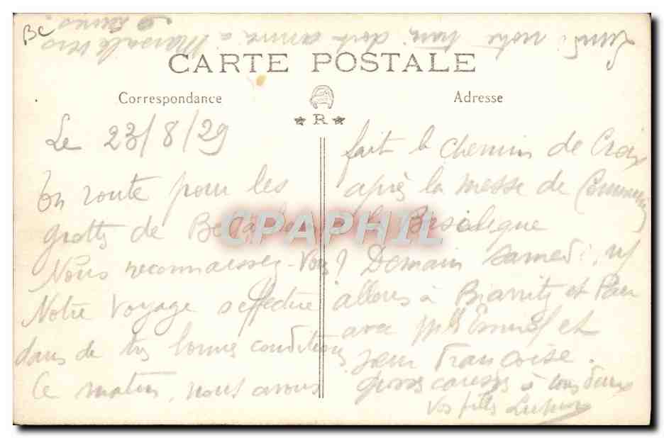 Groupe de personnes dans un véhicule — route de Bellegarde — éditeur CPAPHIL, n° 16711 — Verso