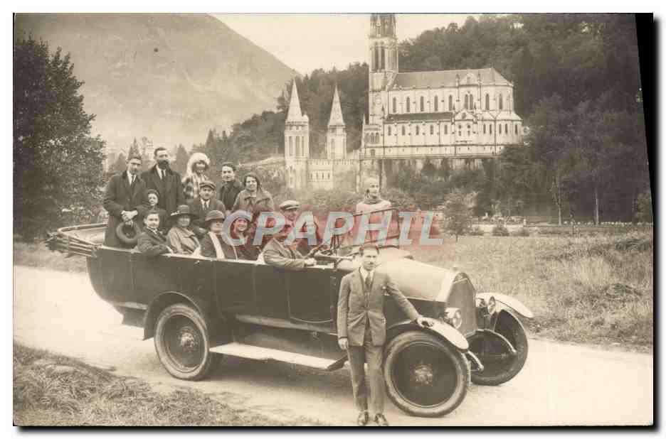CARTE PHOTO Automobile Autobus Lourdes