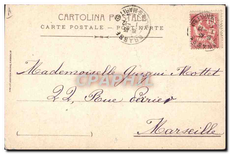Chercher un emploi — publicité humoristique — Cartolina Postale, n° 110-02 — Verso