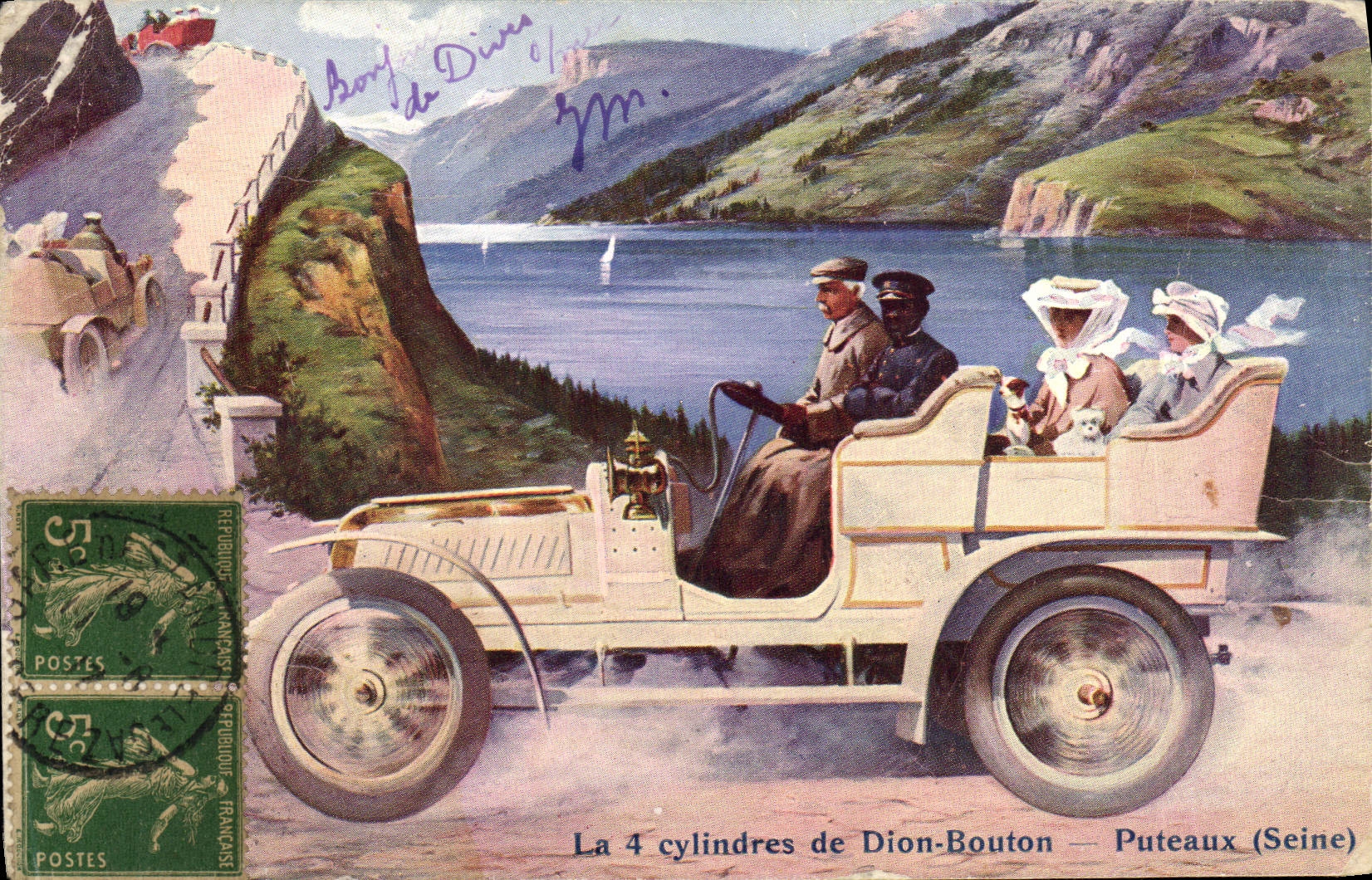 CPA Automobile Les 4 cylindres de Dion Bouton Puteaux 
