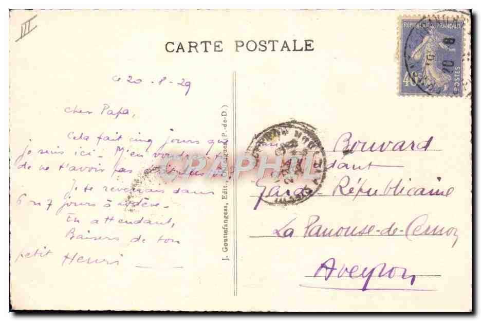 Clermont-Ferrand — Usine Michelin — Entrée des Ateliers — éditeur J. Goetze, n° 1080 — Verso