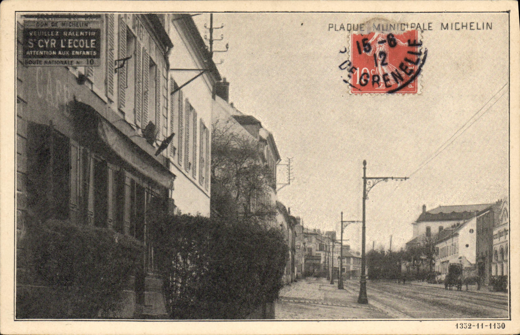 St-Cyr-l'École — rue avec plaque municipale Michelin — éditeur Michelin, n° 1332-11-1450