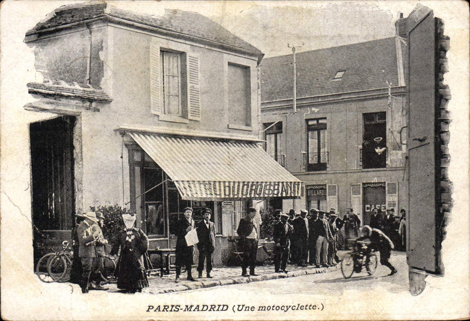 CPA Automobile Paris Madrid Une motocyclette 
