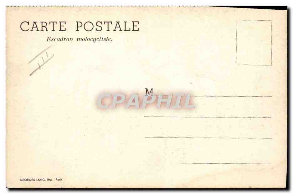 CPA Moto Escadron motocycliste Militaria — Rückseite