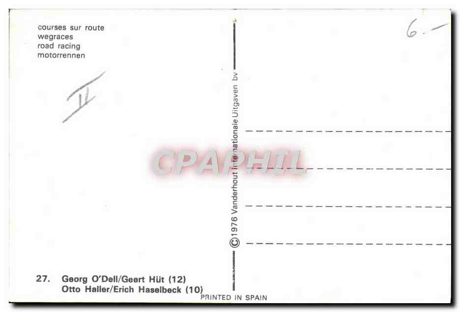 CPM Moto Georg O'Dell Geert Hut Courses sur route Karting Mercedes Benz  — Rückseite