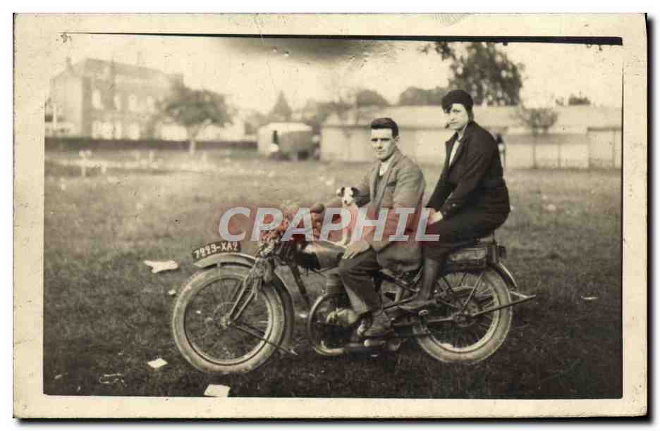 CARTE PHOTO Moto 1930