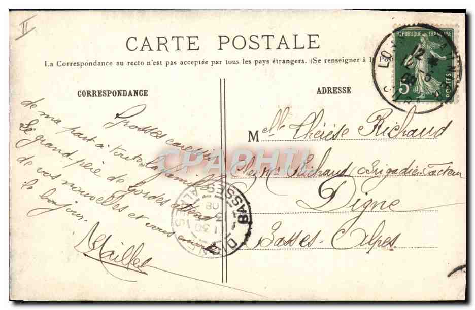 CPA Automobile Un baiser de Lons  — Rückseite