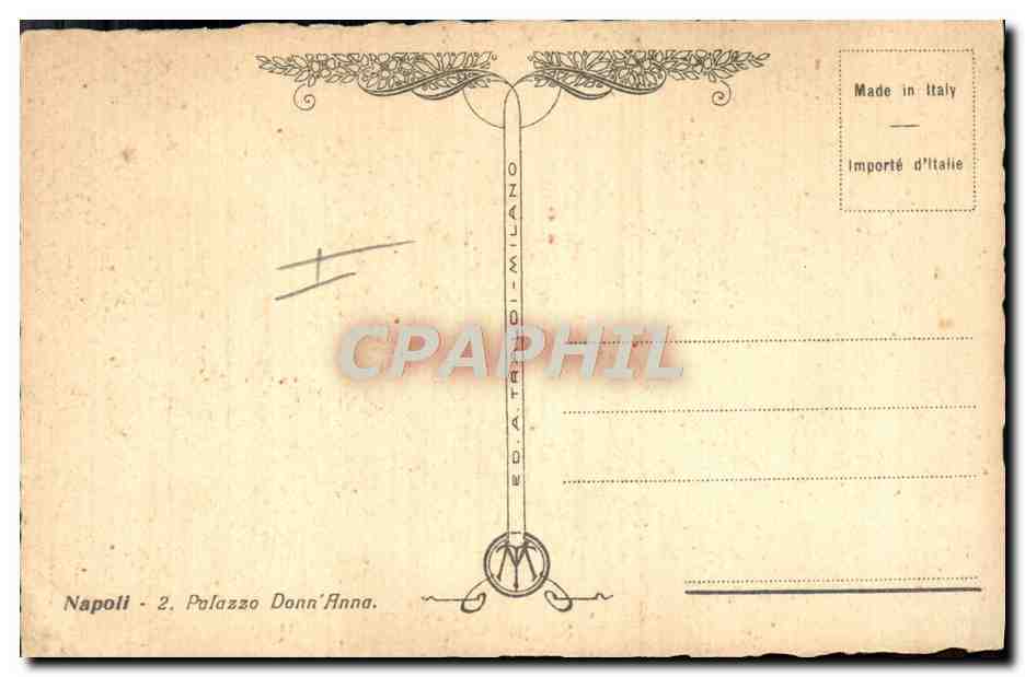 CPA Illustrateur Napoli Palazzo Donn Anna Bateau Voilier — Rückseite