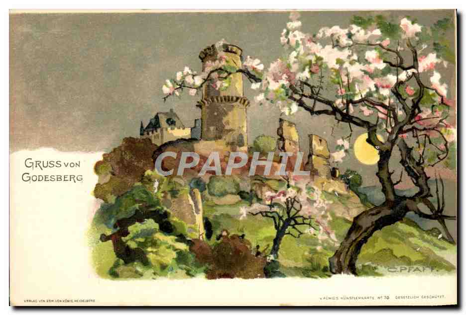 CPA Illustrateur Gruss von Godesberg C Pfaff