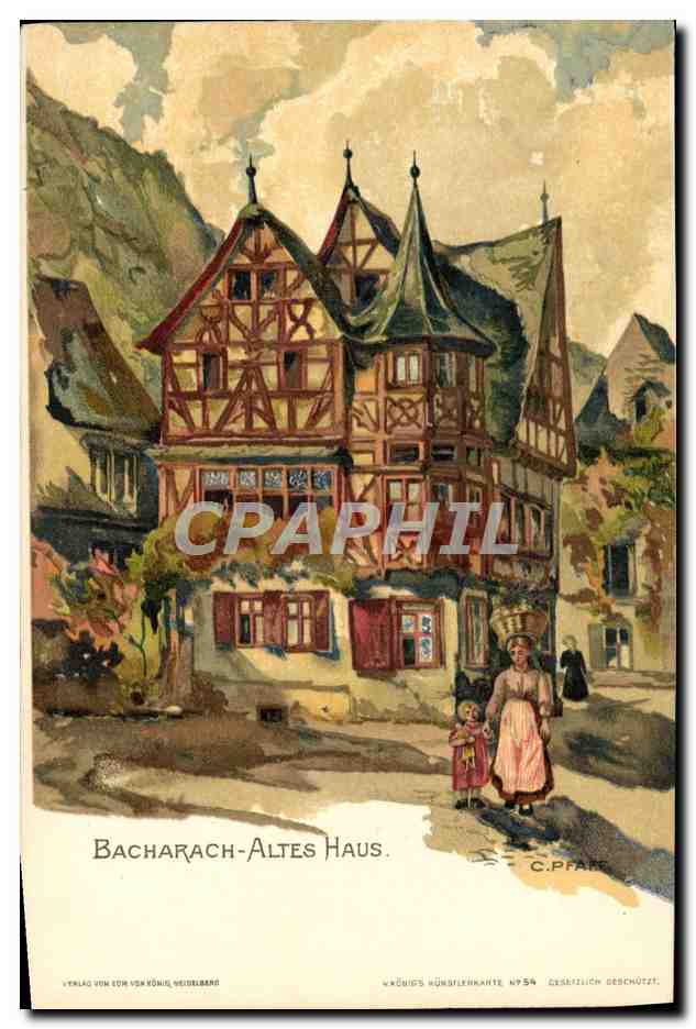 CPA Illustrateur Bacharach Altes Haus C Pfaff