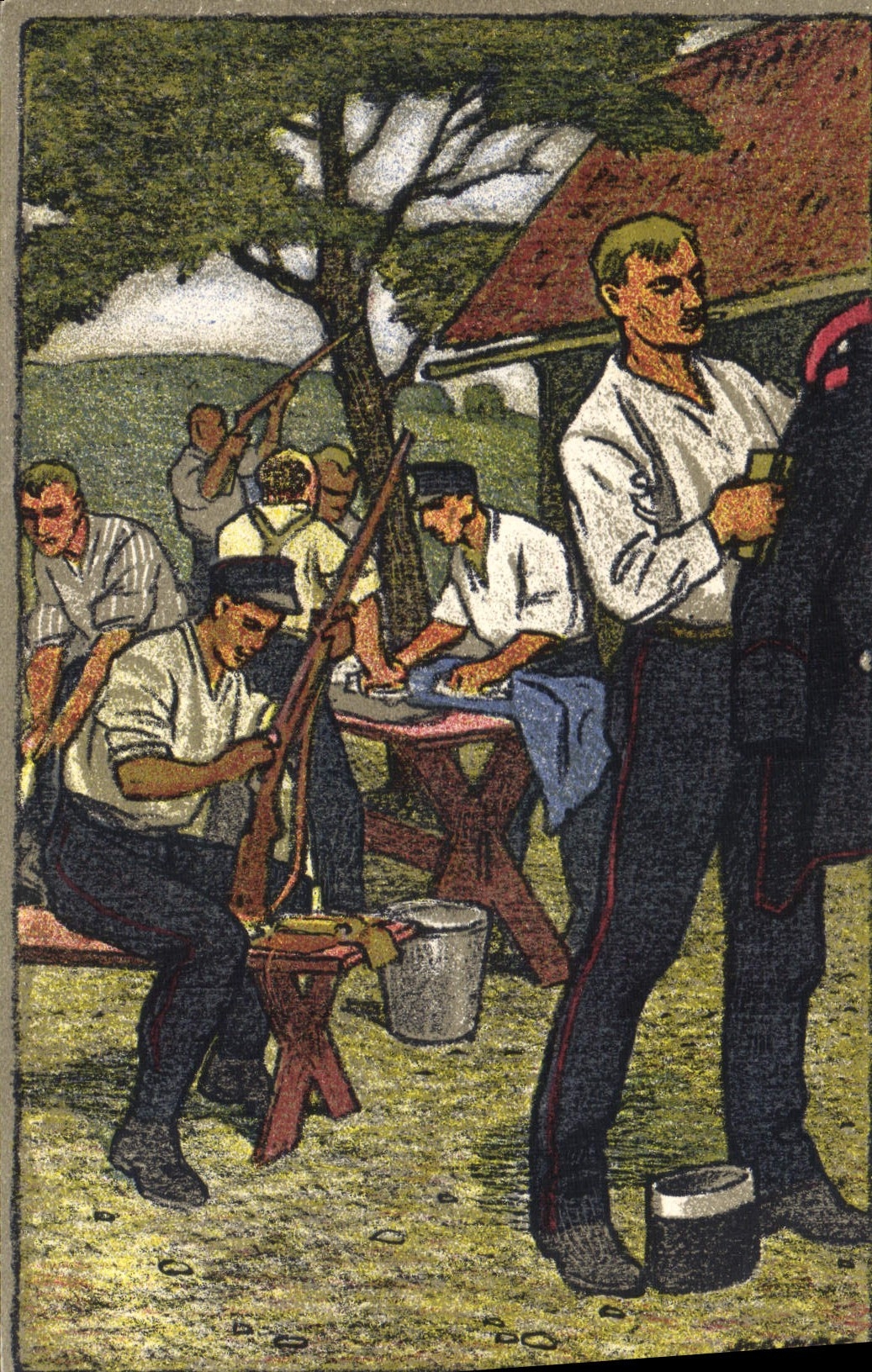 CPA Illustrateur Militaria Feldpostkarte Suisse