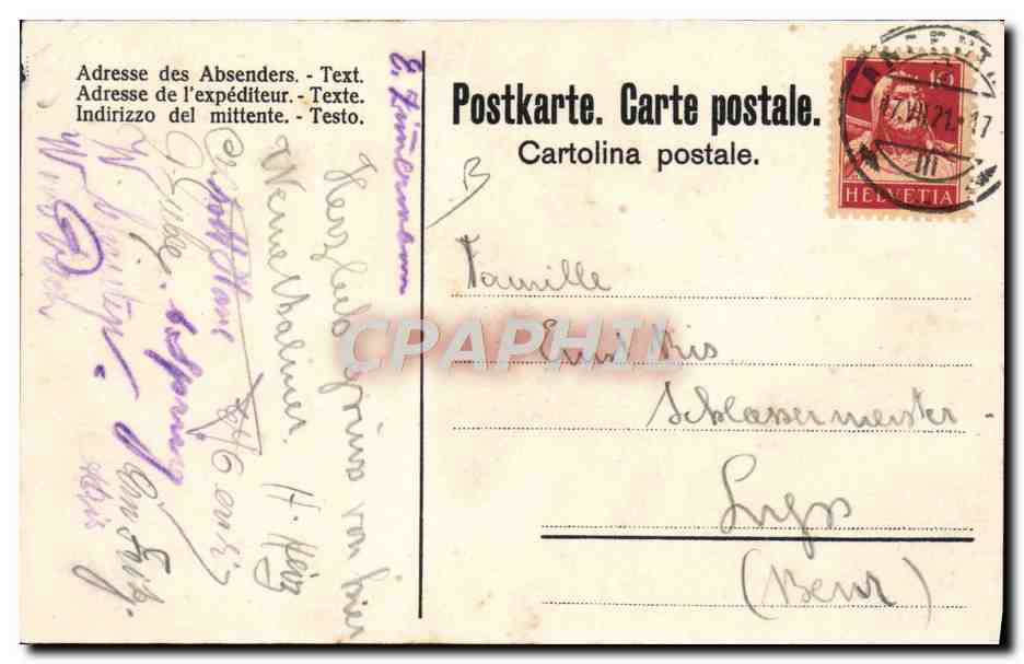 CPA Illustrateur Bernisches Kant Turnfest Langenthal Juli 1921 Folklore — Verso