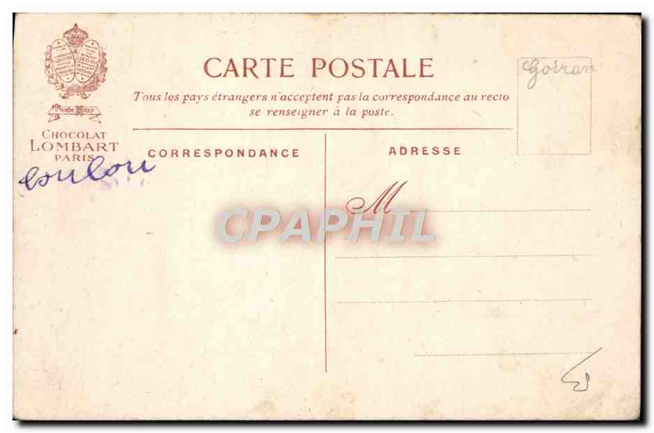 CPA Avion Aviation Chocolat Lambert Bleriot traversant la Manche 25 juillet 1909 — Rückseite