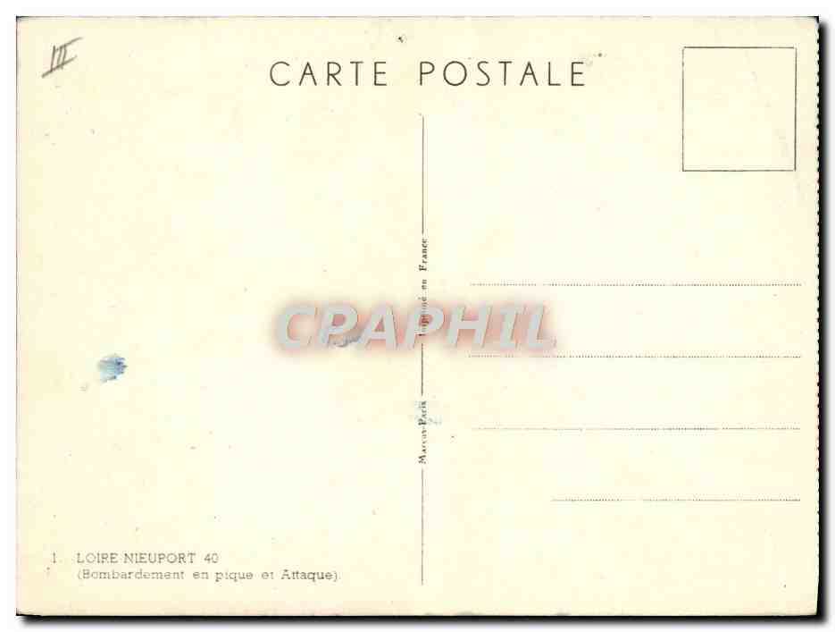CPM Avion Aviation Loire Nieuport 40 Bombardement en pique et attaque — Rückseite