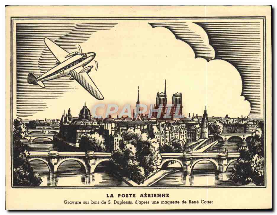CPM Avion Aviation Poste aerienne Duplessis Maquette Rene Cottet