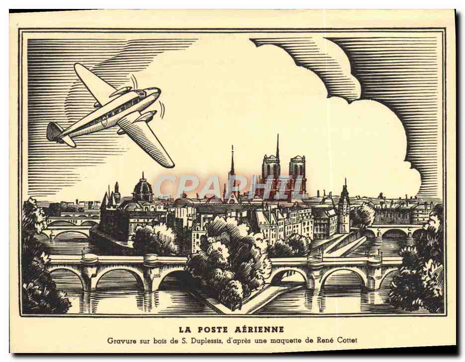 CPM Avion Aviation Poste aerienne Duplessis Maquette Rene Cottet