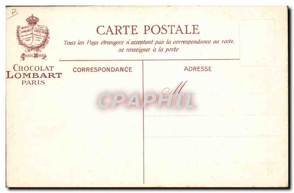 CPA Avion Aviation Chocolat Lombard Avion sans moteur 14 octobre 1897 — Rückseite
