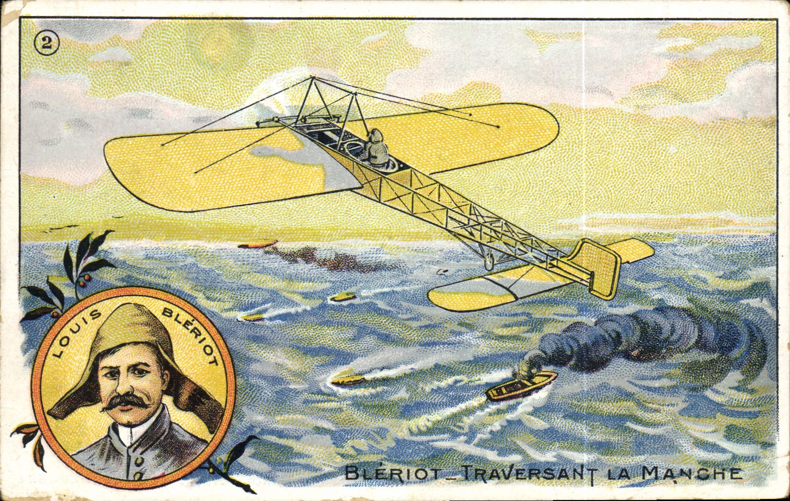 CPA Avion Aviation Bleriot traversant la Manche 