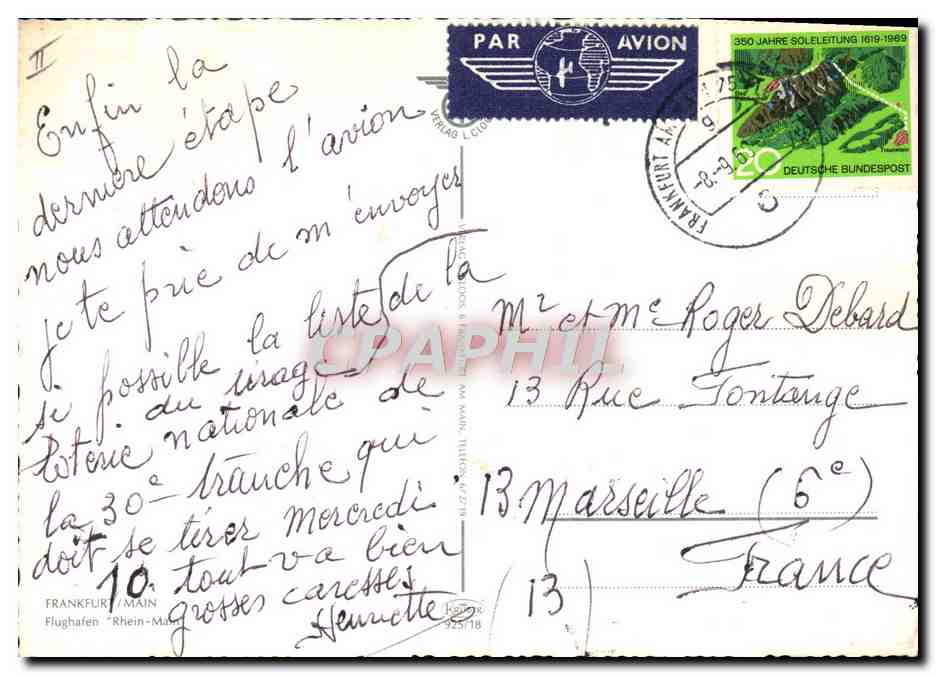 CPM Avion Aviation Frankfurt am Main Rhein Main Air France — Verso