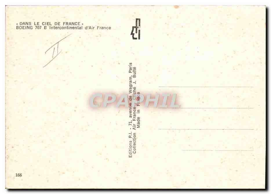 CPM Avion Aviation Boeing 707B Intercontinental d'Air France — Verso