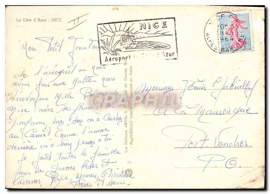 Nice — vue aérienne et plage — Air France Carnacella F-BGNY — éditeur Les Éditeurs « MIR » — Reverso
