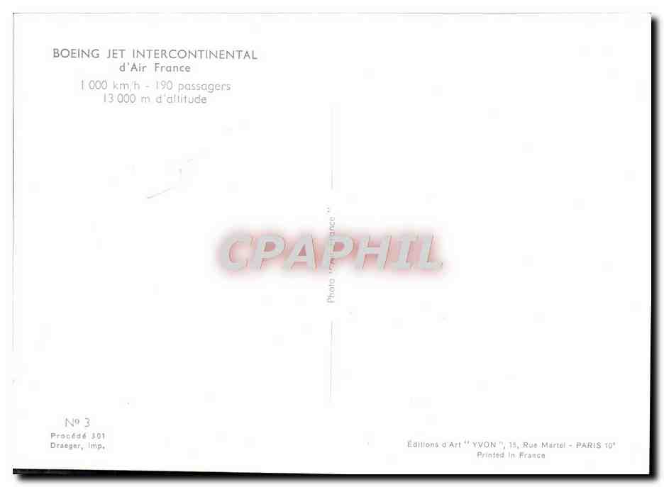 CPM Avion Aviation Boeing Jet Intercontinental d'Air France — Rückseite