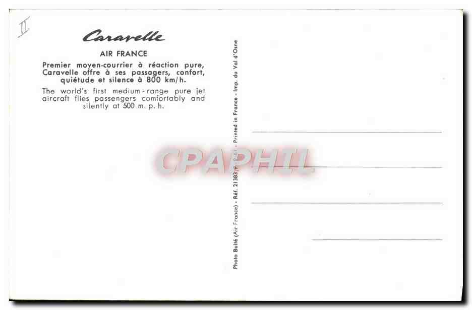 CPM Avion Aviation Caravelle Air France — Verso