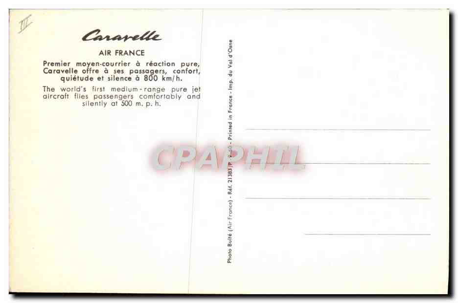 CPM Avion Aviation Caravelle Air France  — Rückseite