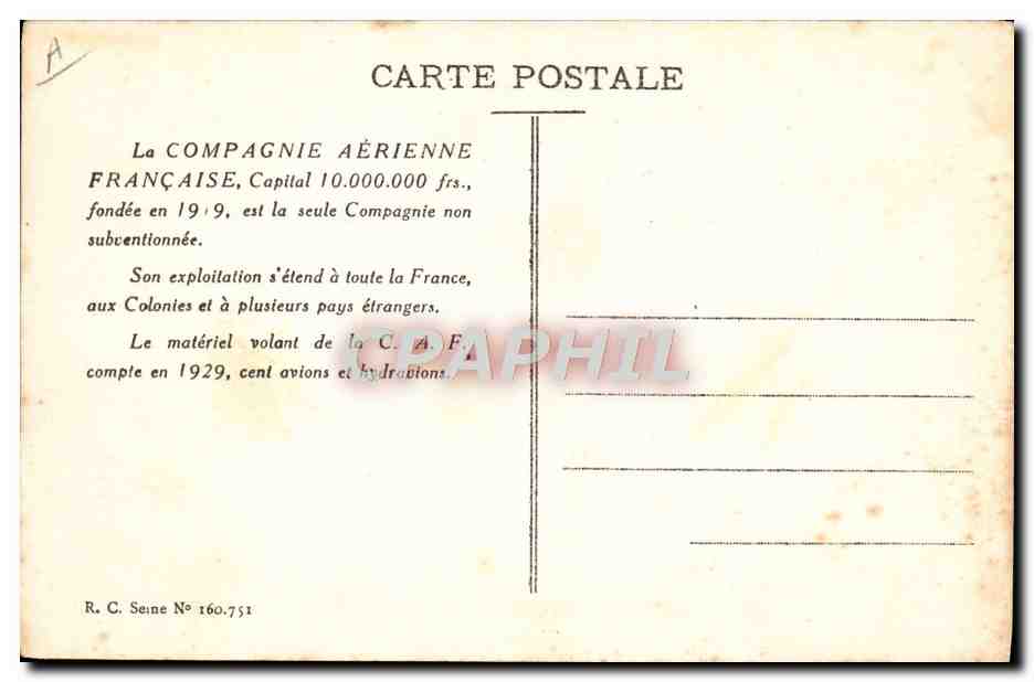 CPA Avion Aviation Le Bourget Base de la compagnie aerienne francaise — Back