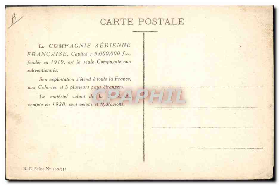 CPA Avion Aviation Le Bourget Base de la compagnie aerienne francaise — Rückseite
