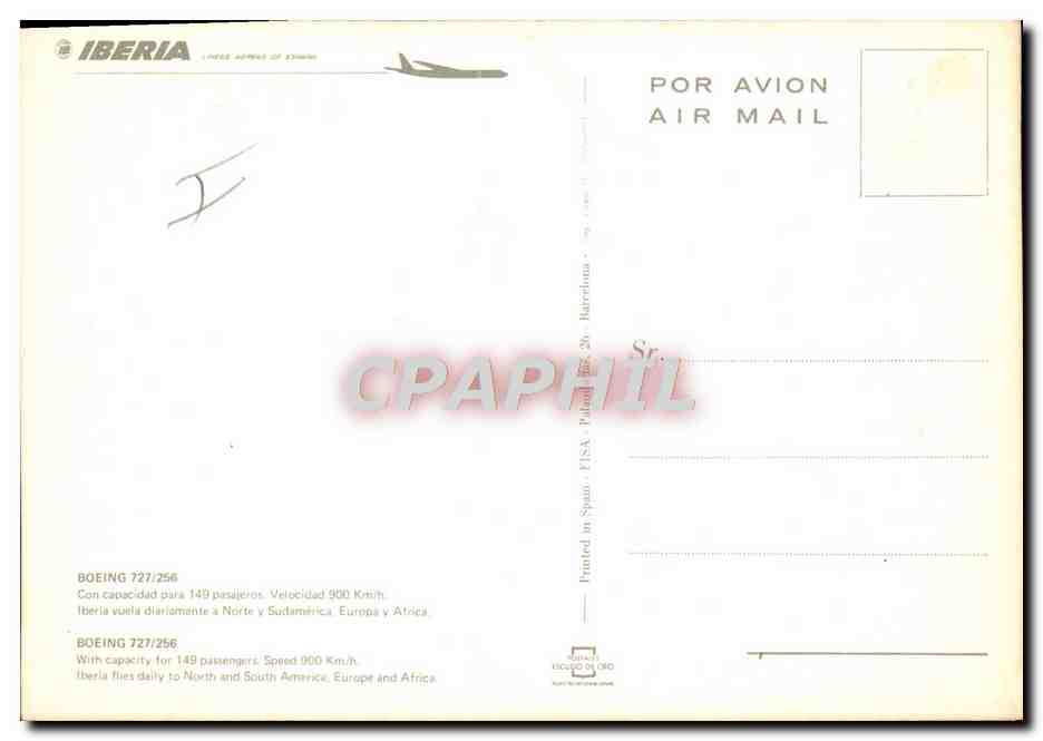 CPM Avion Aviation Boeing 727 256 Iberia  — Rückseite