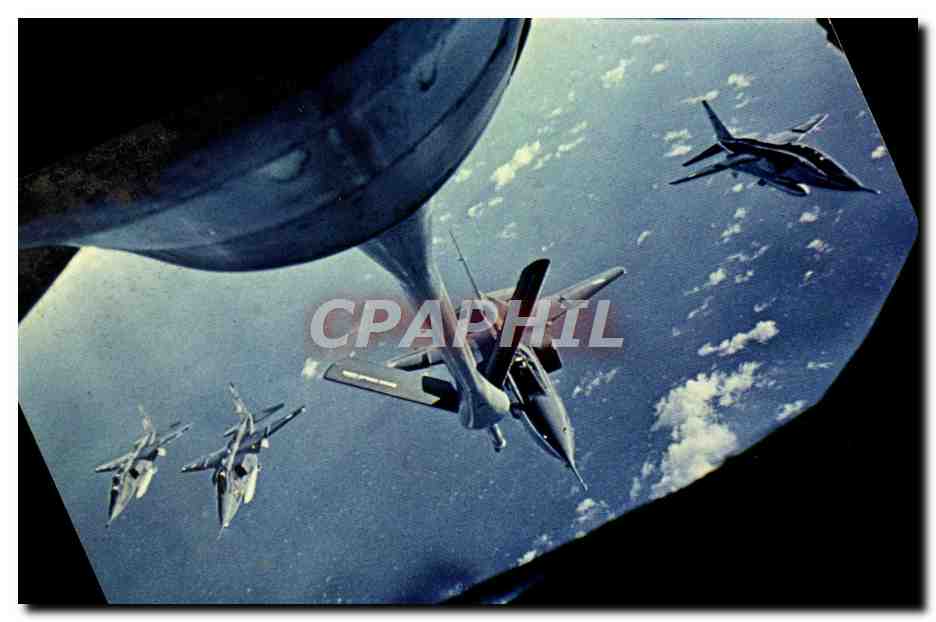 CPM Avion Aviation Base aerienne 136 de Toul Rosieres Ravitaillement en vol d'un Jaguar de la 11eme escadre de chasse