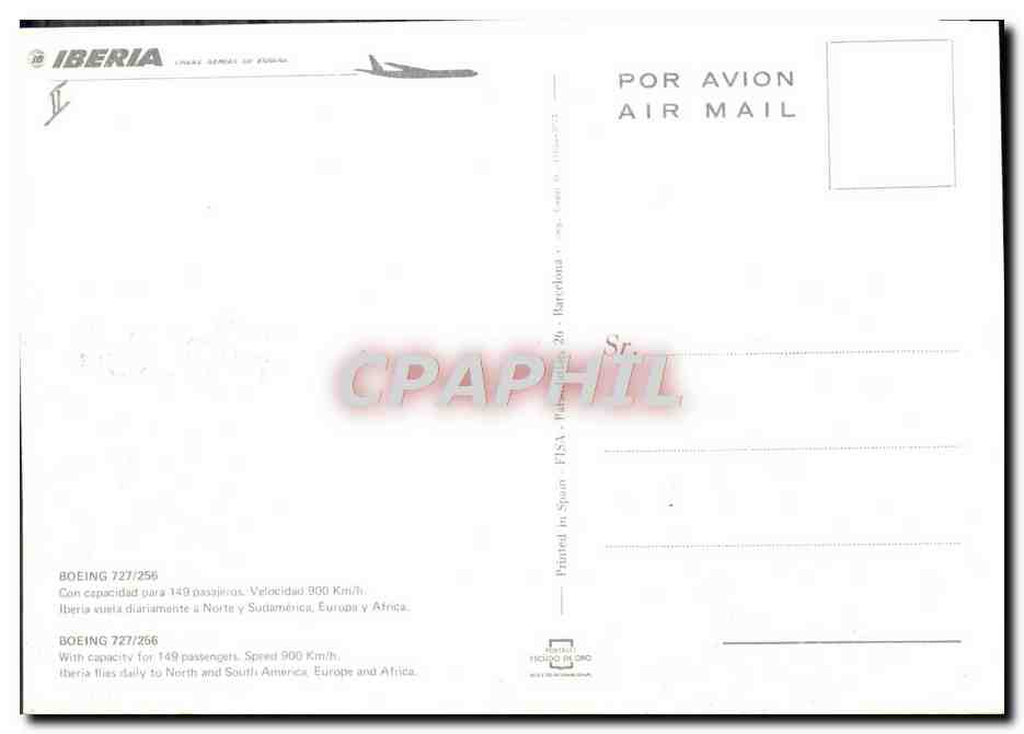 CPM Avion Aviation Boeing 727 256 Iberia  — Rückseite