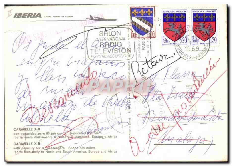 CPM Avion Aviation Caravelle X R Iberia  — Verso