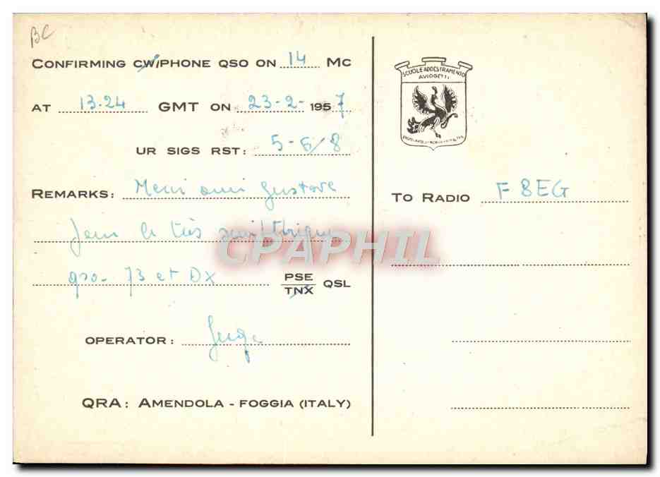 CPM Avion Aviation Scuole Addestramento Aviogetti  — Rückseite