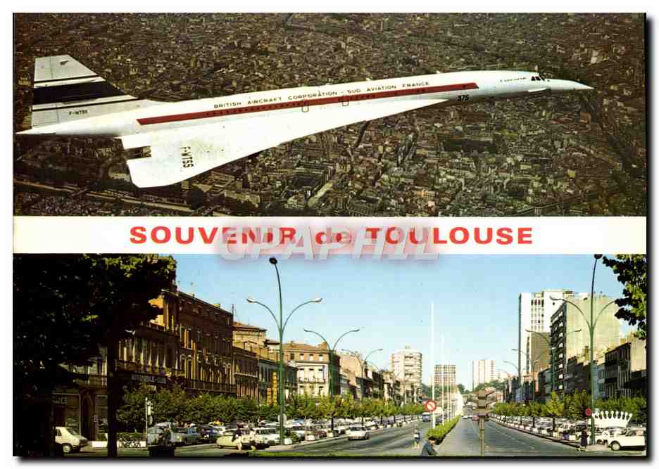 CPM Avion Aviation Toulouse Concorde Supersonique Allees Jean Jaures 