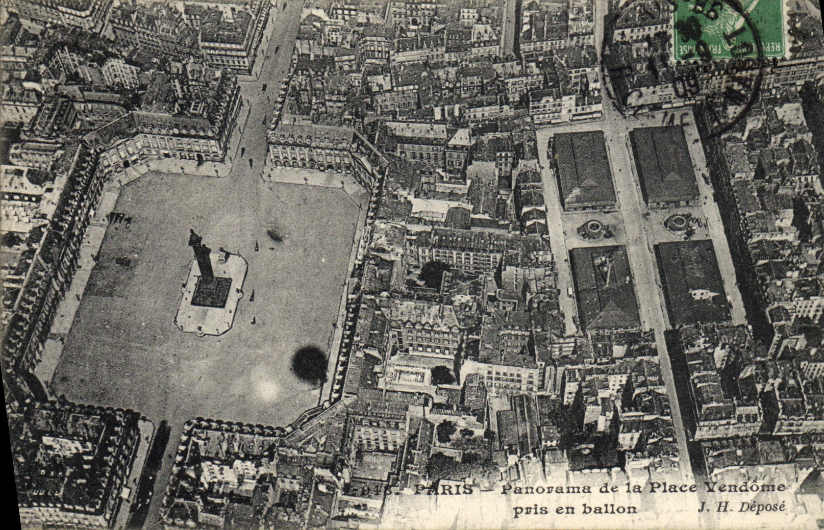 CPA Avion Aviation Paris Panorama de la place Vendome pris en ballon