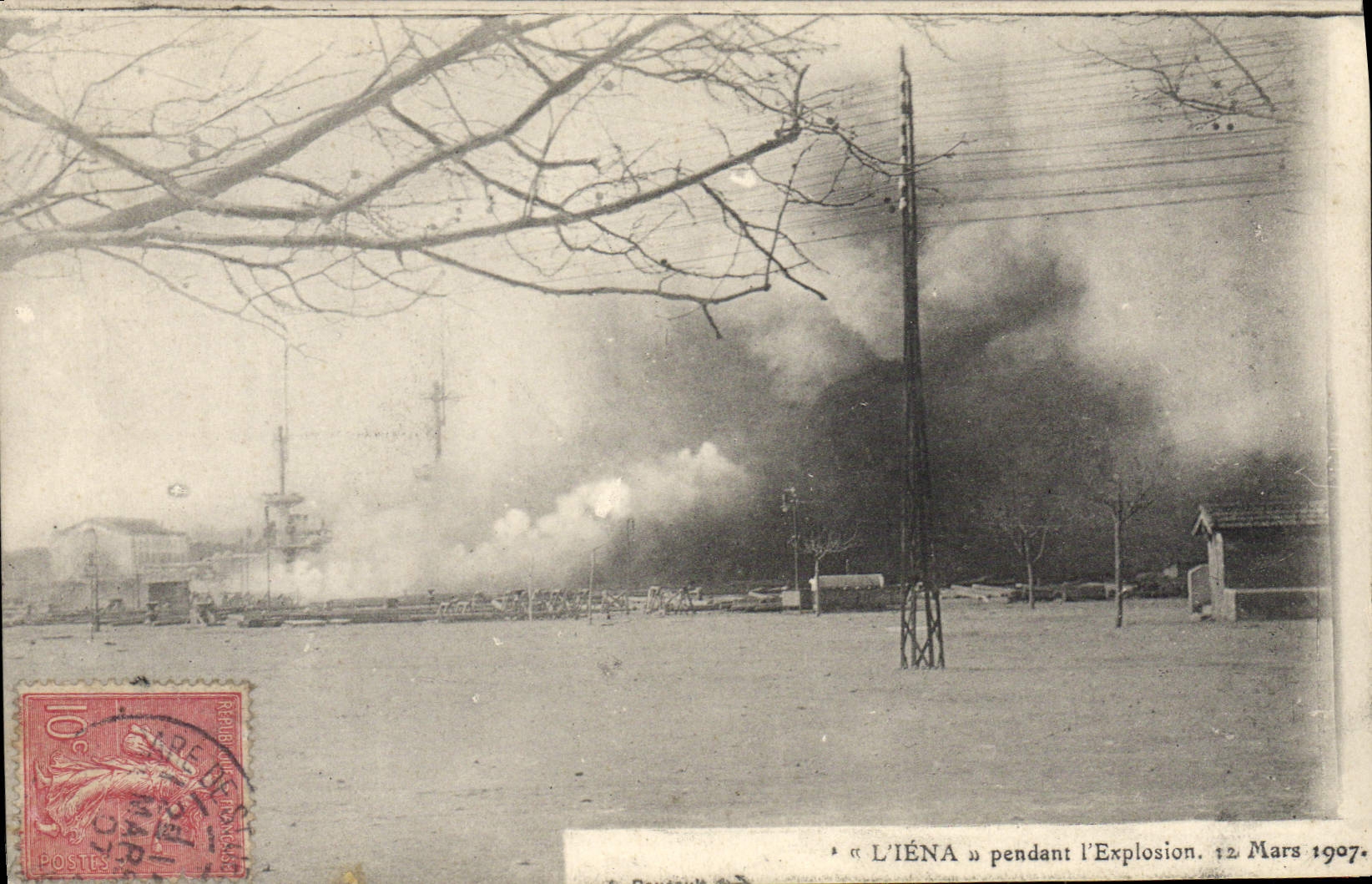 L'ÉNA pendant l'Explosion — 12 Mars 1907 — éditeur : Rouvillain
