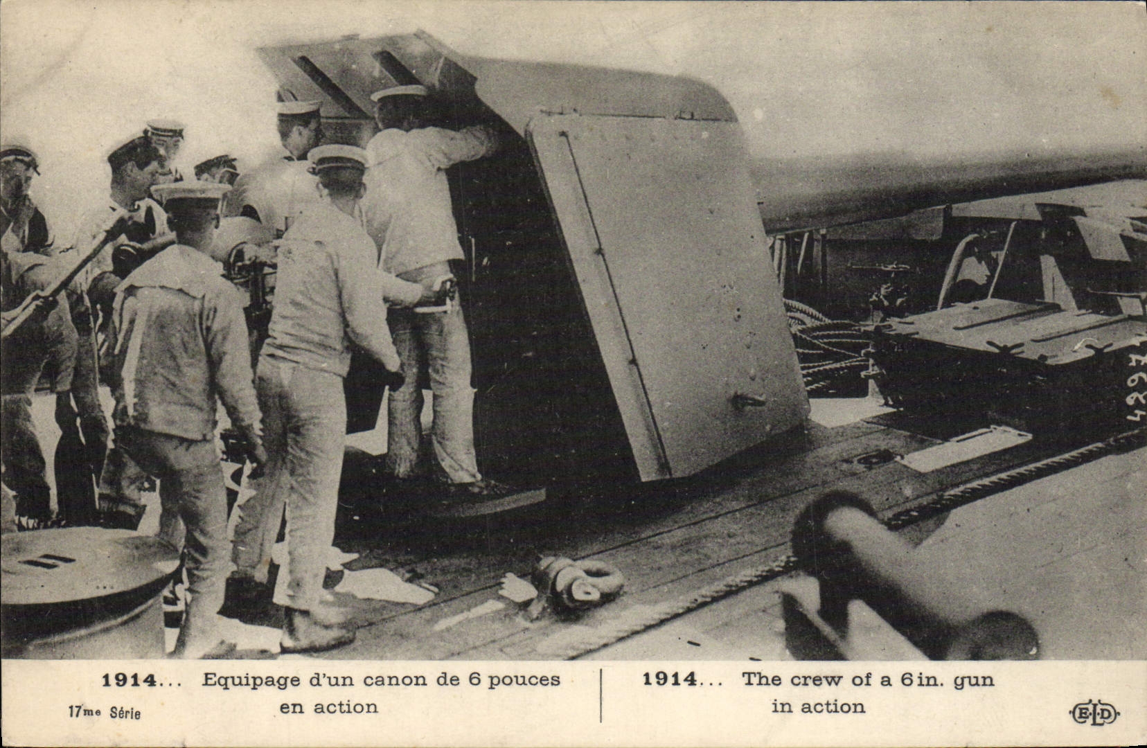 Équipage d'un canon de 6 pouces en action — 1914 — 17me Série — Éditeur E.P.D.